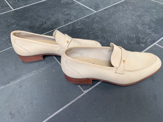 Vintage 1970s Men's Beige Leather Slip-on Shoes N… - image 3