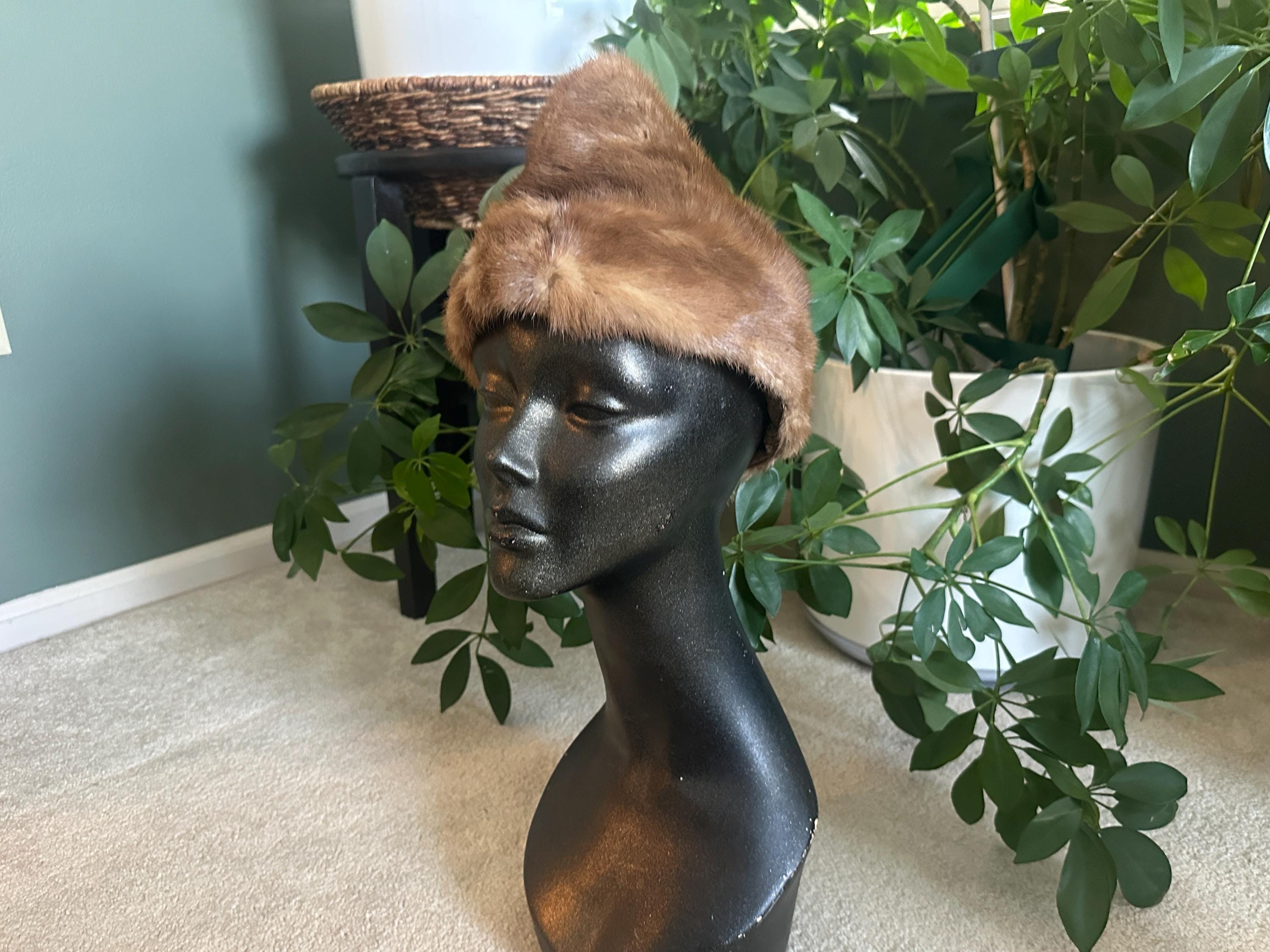 Vintage Mink Fur Hat Brown Russian Style Winter Hat Mob Wife Aesthetic Retro Sloan Mink Fur and Russian Sable Fur Hat - Sitka Fur Gallery main image 3
