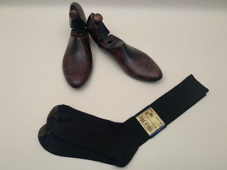 Vintage Mens NOS Brown Stretch Nylon Dress Socks Gold Toe Adams Rib Mens Hosiery Vintage Brown Ribbed Dress Socks