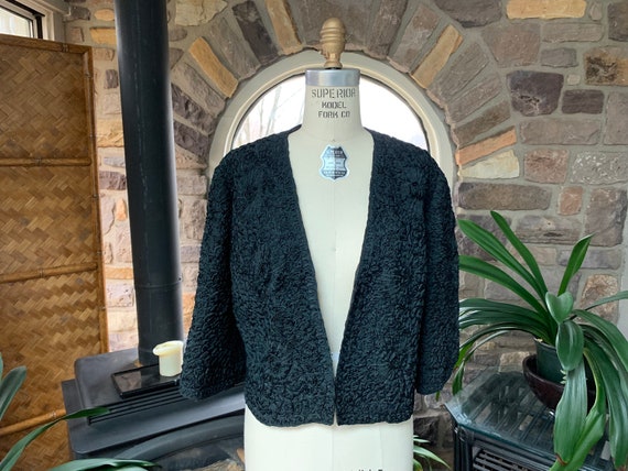 Vintage 1950s Black Soutache Ribbon Evening Jacket
