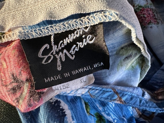 Vintage Blue and White Floral Hawaiian Sarong Shift Dress Shannon