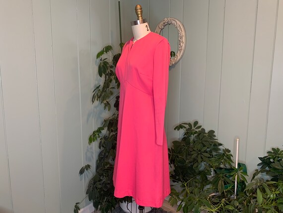 Vintage 1970s Bright Pink Double Knit Long Sleeve… - image 3