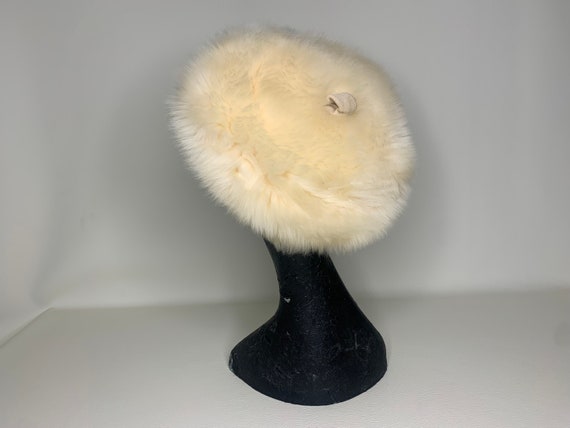 Vintage 1960s Ivory Sheepskin Hat Made in Italy, … - image 5