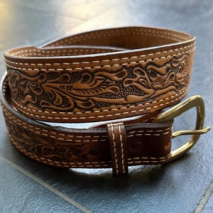 Ceinture Vintage Authentique NOCONA U.S.A. En Cuir - Taille Environ 81/90 Cm - Couleur Rouge