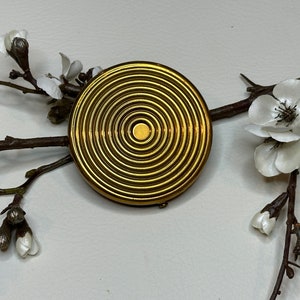 Vintage 1950s Gold Circular Design Compact with Mirror and Powder Puff Dorset Fifth Avenue, Vintage Makeup Compact, Vintage Powder Compact