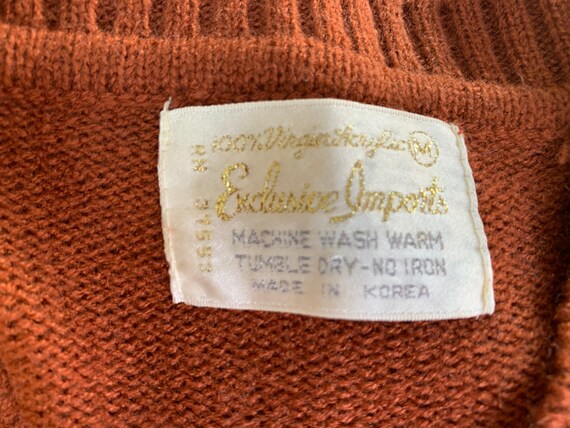 Vintage 1970s Rust V-Neck Pullover Sweater Exclus… - image 10