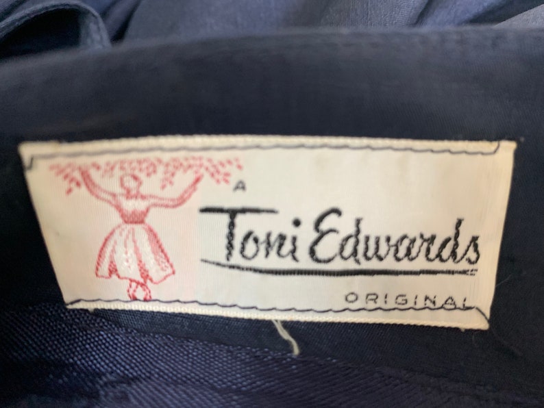 Vintage 1950s Navy Blue Silk Dress With Matching Jacket Toni Edwards