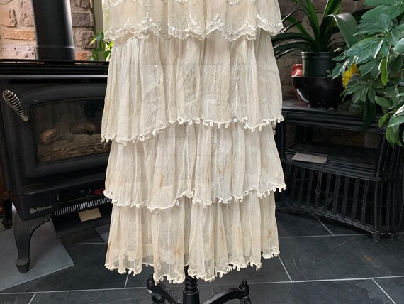 Antique Edwardian Tambour Net Lace Wedding Dress,… - image 3