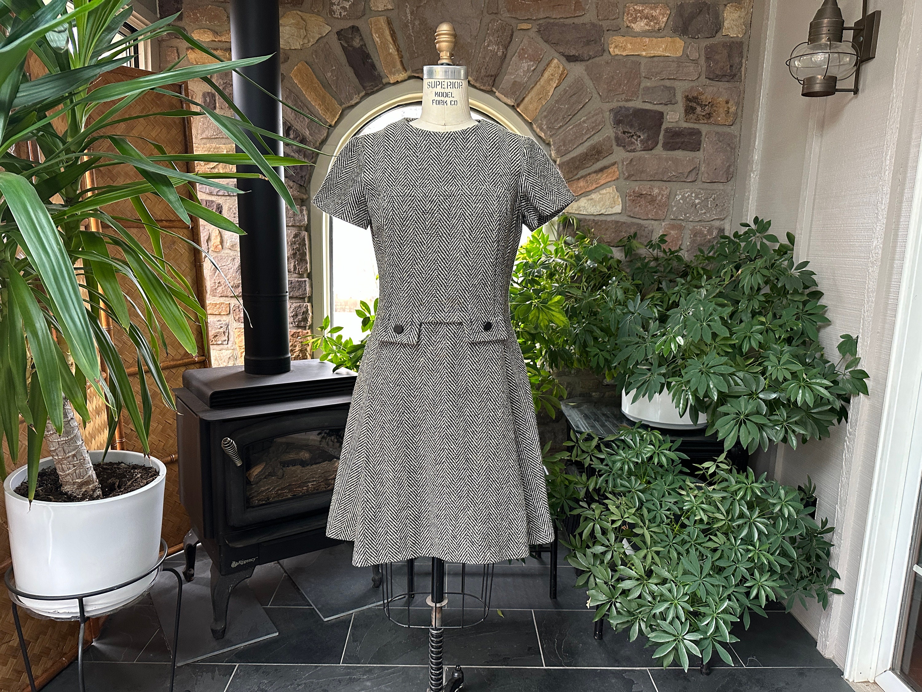 Beige Plaid Dress UK