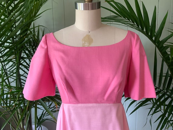 Vintage 1960s Pink Bridesmaid Dress Detachable Ta… - image 2