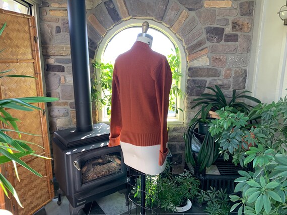 Vintage 1970s Rust V-Neck Pullover Sweater Exclus… - image 7