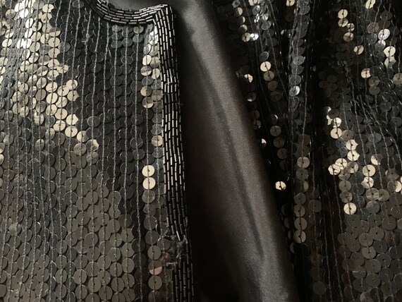 Vintage 1980s Black Silk Sequin and Bead Jacket S… - image 10