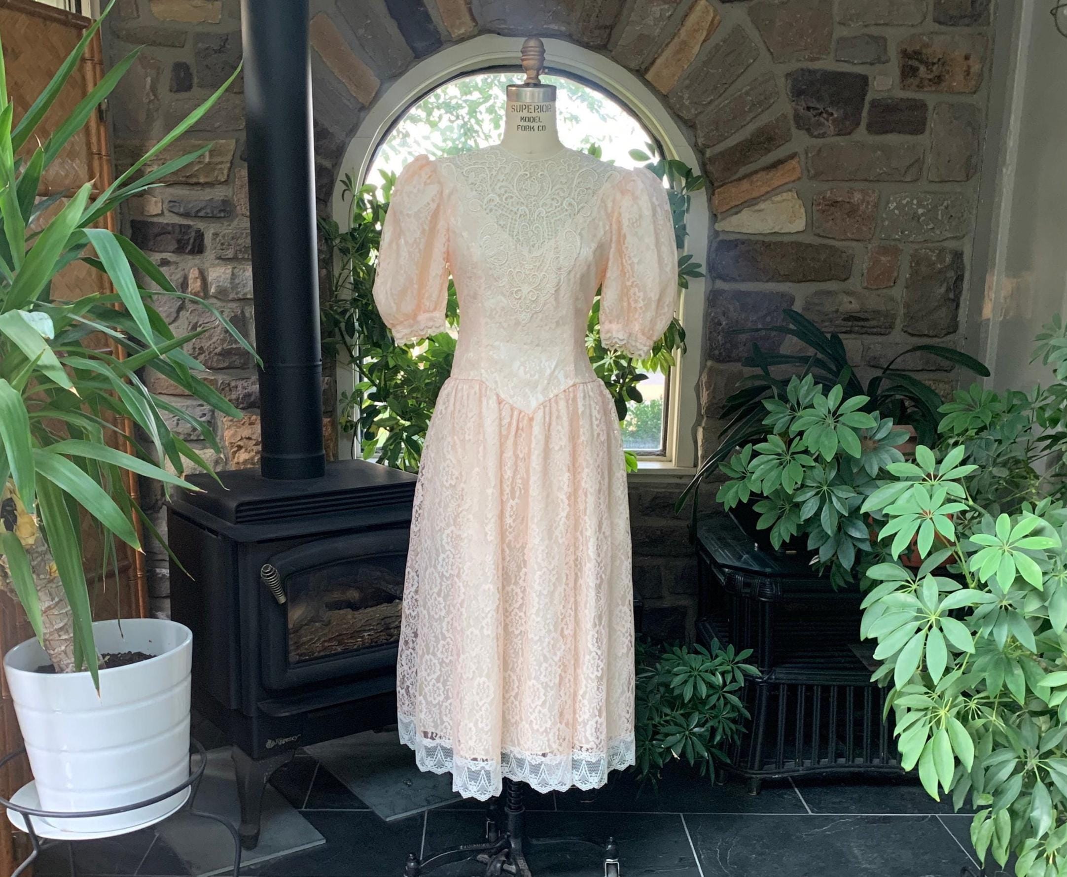 80's JESSICA McCLINTOCK　パーティー フォーマル ドレス Retro Eighties Cocktail Dress: Late 80s -Jessica McClintock