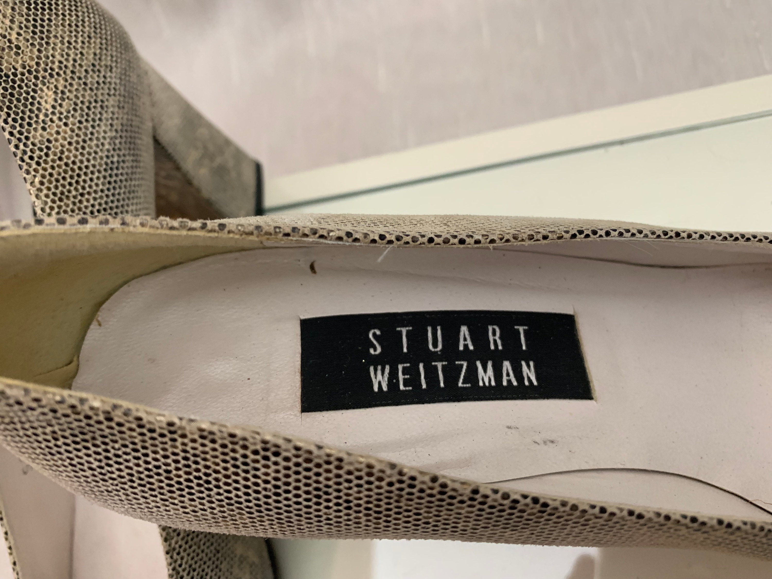 Vintage 1990s Stuart Weitzman Tan Gold Black Snakeskin Vintage 1990s Stuart Weitzman Tan Gold Black Snakeskin