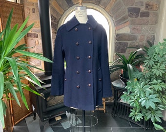 YUNY Women Cups Stand Collar Cashmere Wool Blends Swing Hood Pea Coat Navy Blue M YUNY Women Cups Stand Collar Cashmere Wool Blends Swing Hood Pea Coat Navy Blue M