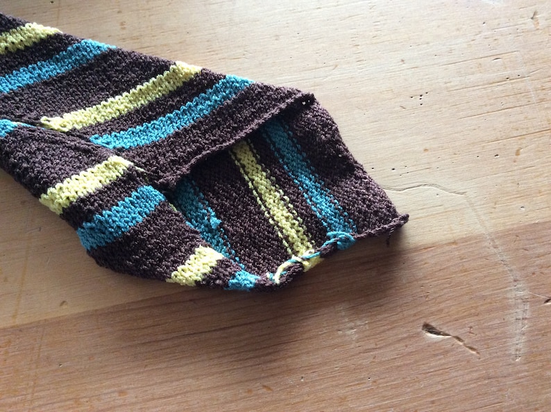 Vintage 1970s Knit Tie Mens Brown Yellow Blue Diagonal Striped Knit Necktie Vintage Menswear Vintage Knit Tie Vintage Men/'s Accessories