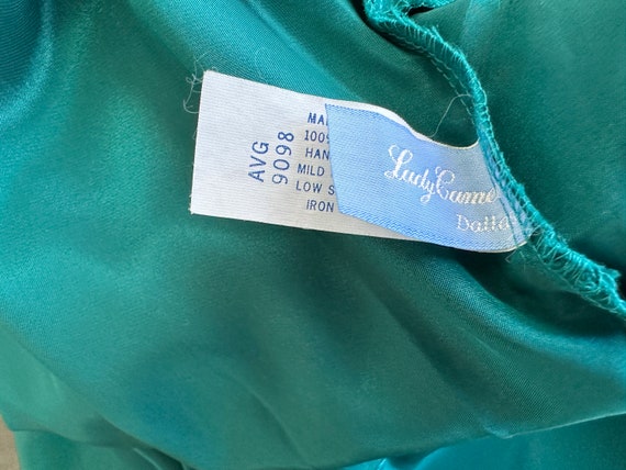 Vintage 1980s Teal Blue Satin Polyester Spaghetti… - image 10