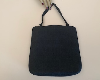 Bolsa vintage Garay em tecido texturizado preto, década de 1950