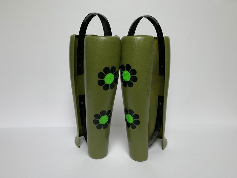 Vintage 1960s Boot Trees Avocado Green Plastic Metal Flower Power Vintage Boot Storage Shoe Care Plastic Boot Shaper MOD 1960s Boot Forms