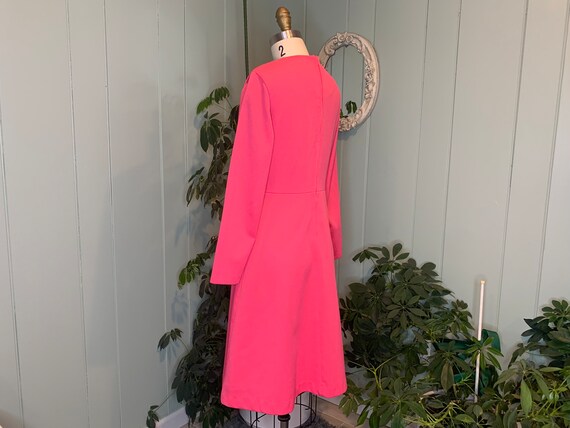 Vintage 1970s Bright Pink Double Knit Long Sleeve… - image 5