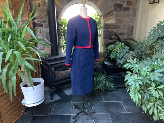 Vintage 1980s Blue with Red Trim Ultra Suede Jack… - image 9