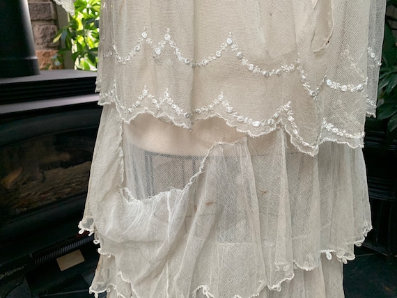 Antique Edwardian Tambour Net Lace Wedding Dress,… - image 10