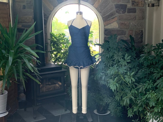 Vintage 1940s Bathing Suit Fina Leser GaBar Navy B