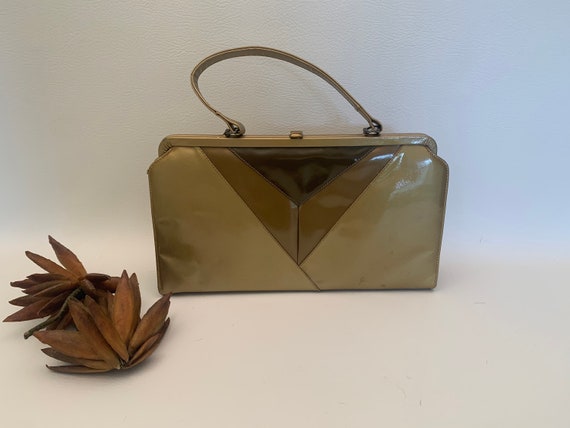 Vintage 1960s 3 Shades of Metallic Gold Patent Leather Handbag With Gold Hardware Pretty Vintage Patent Leather Top Handle Purse Etsy Canada