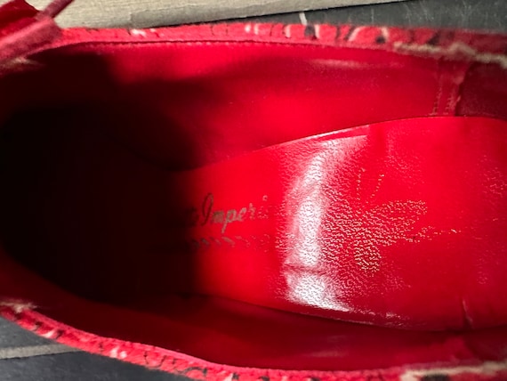 Vintage 1970s Red Bandana Cloth Platform Tie Shoe… - image 10