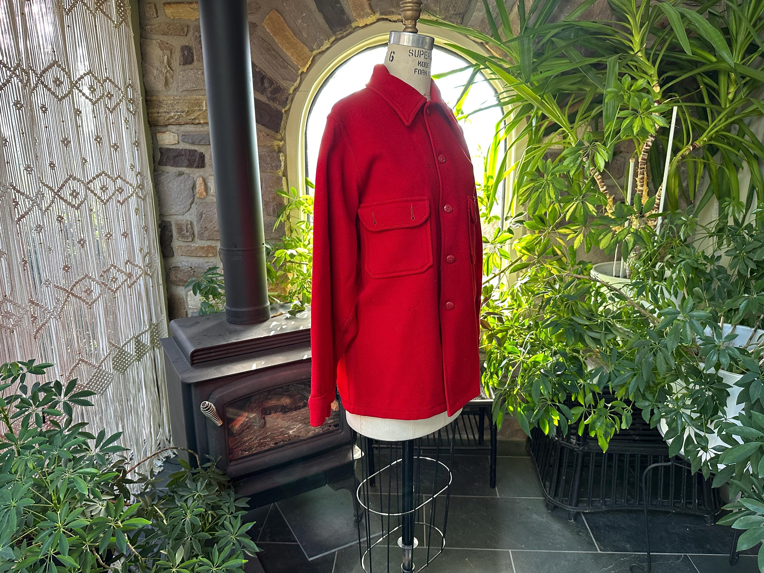 Vintage 1960s Red Wool Official Boy Scout of America Shirt Jacket 