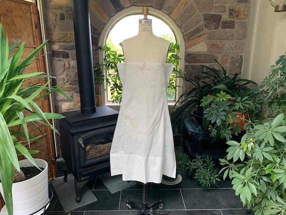 Antique 1930s White Cotton and Lace Slip, Antique