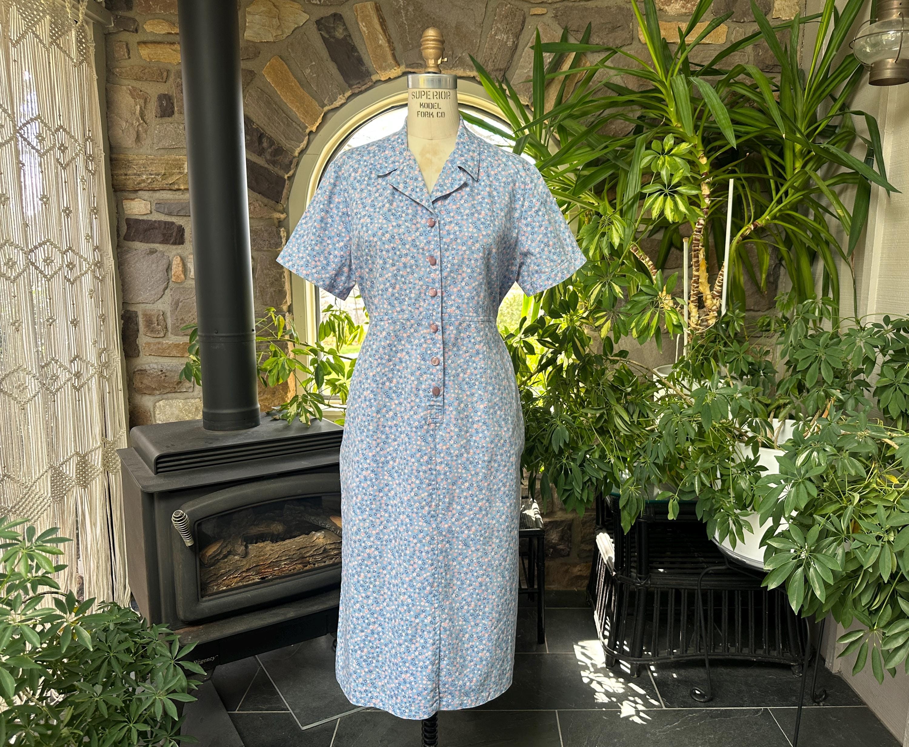 90s Floral Button Dress - Etsy