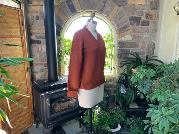 Vintage 1970s Rust V-Neck Pullover Sweater Exclus… - image 9