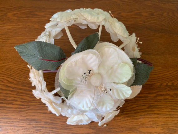 Vintage 1960s Ivory Velvet Silk Flower Hat, Vinta… - image 8