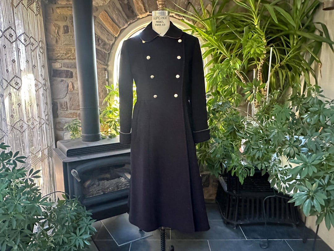 ヴィンテージ 1970年代 ブラックウール ダブルブレストコート