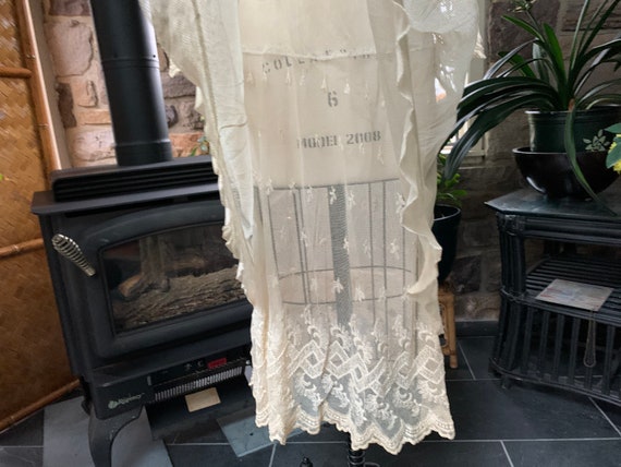 Antique Edwardian Tambour Net Lace Wedding Dress,… - image 5