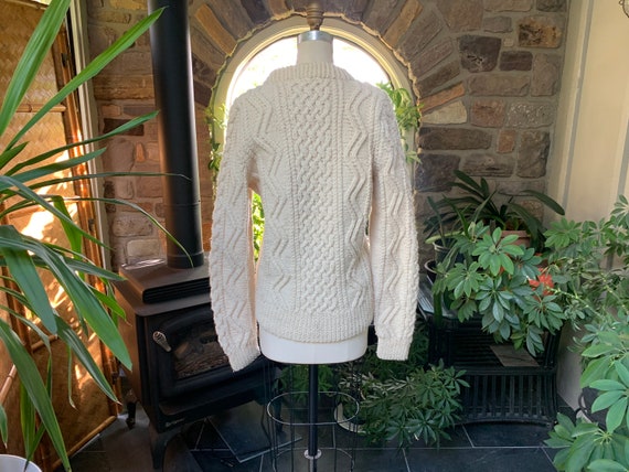 Vintage 1970s Ivory Irish Fisherman Wool Sweater,… - image 6