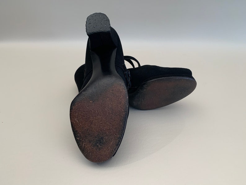 Vintage 1940s Black Suede Platform Shoes PeekaBoo Toe Double | Etsy