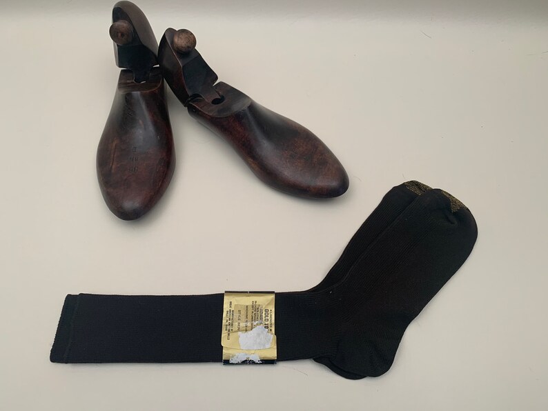 Vintage Mens NOS Brown Stretch Nylon Dress Socks Gold Toe Adams Rib Mens Hosiery Vintage Brown Ribbed Dress Socks