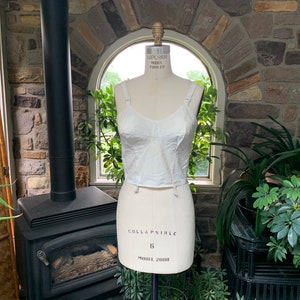 Vintage 1940s Ivory Cotton Long Line Bullet Bra Bustier, Vintage Cotton Longline Brassiere, Vintage Forties Long Line Bullet Bra