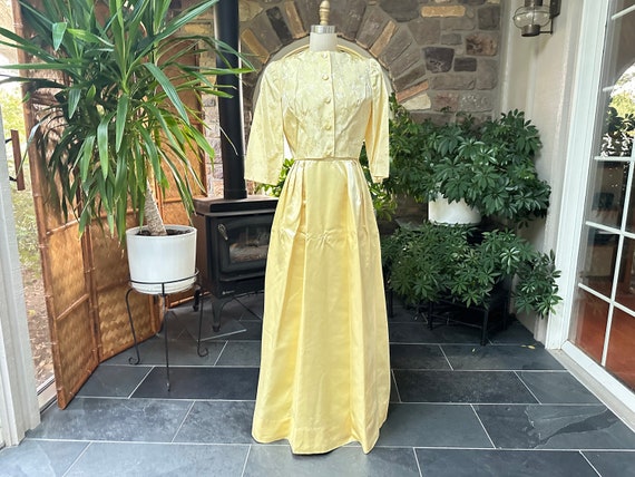 Yellow embroidered jacket gown – TheStylease.com