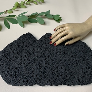 Cartera de mano vintage de cordón negro de los años 40, bolso de mano vintage de cordón negro, cartera vintage de cordón negro de gran tamaño, monedero vintage de cordón, cartera de los años cuarenta