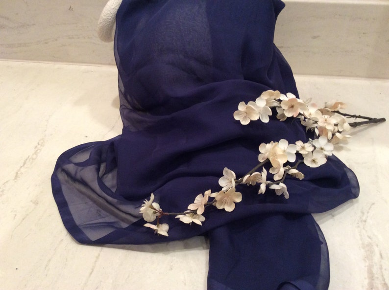 Vintage Material Vintage Sheer Blue Silk Chiffon Fabric Vintage Sewing Supplies Vintage Textiles Doll Clothes Fabric