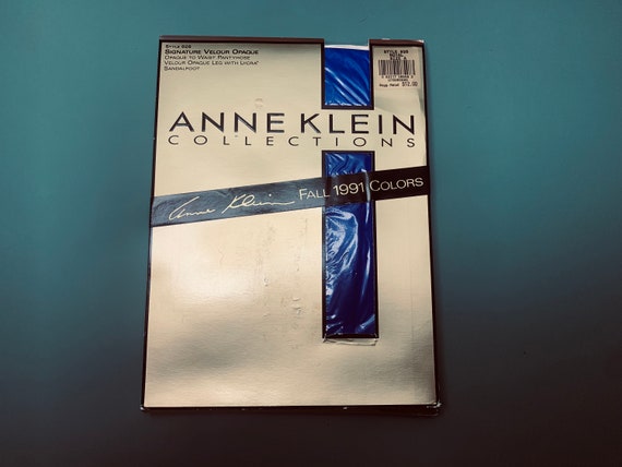 Vintage 1990s Anne Klein Royal Blue Opaque Pantyhose Stockings