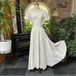 white embroidered swing dress V-neck Embroidered Swing Dress – Mislish main image 0