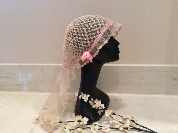 Antique Edwardian Victorian Bridal Wedding Net Lac