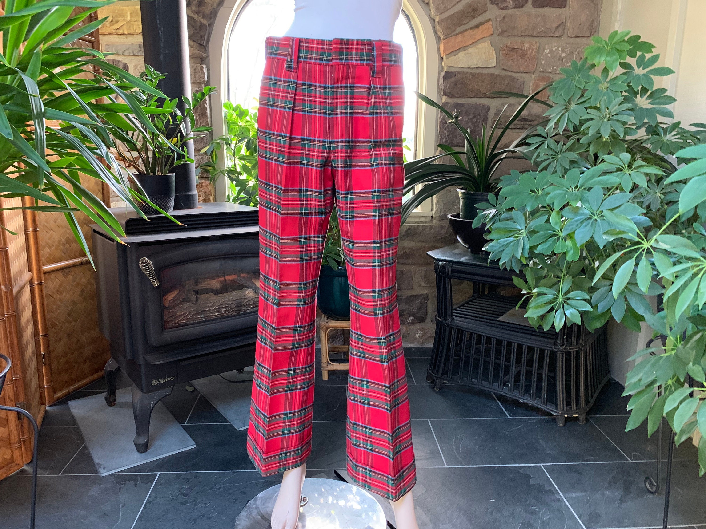 Green and red plaid pants cheap