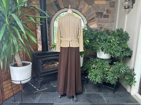 Vintage 1970s Brown Knit and Metallic Gold Maxi E… - image 6