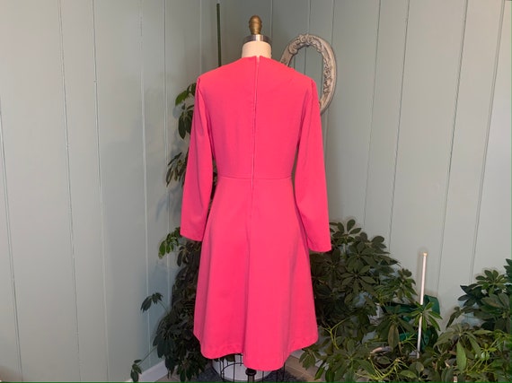 Vintage 1970s Bright Pink Double Knit Long Sleeve… - image 6