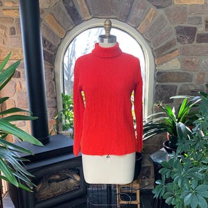 Vintage 1960s Red Nubby Knit Sweater Turtleneck with Back Zipper Its Majestic, Vintage Sxties Pullover Red Sweater